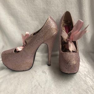 Pink Rhinestone Bordello Shoes